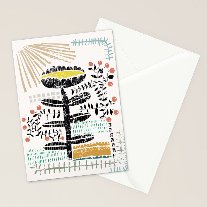 Block print bold flower Stationery Card Gallery Image 2