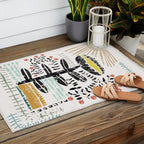 Block print bold flower Outdoor Rug Gallery Image 2