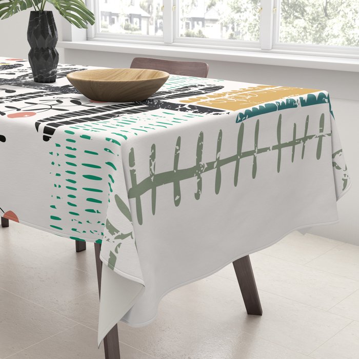 Block print bold flower Tablecloth Gallery Image 3