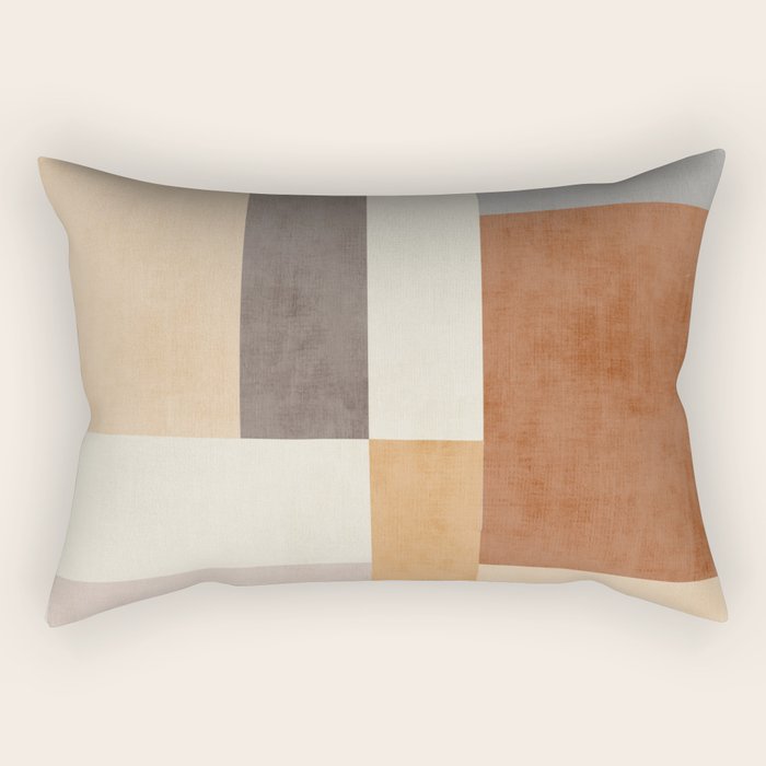 Geometric Minimalist Brown Beige Terra Artwork Rectangular Pillow Gallery Image 1
