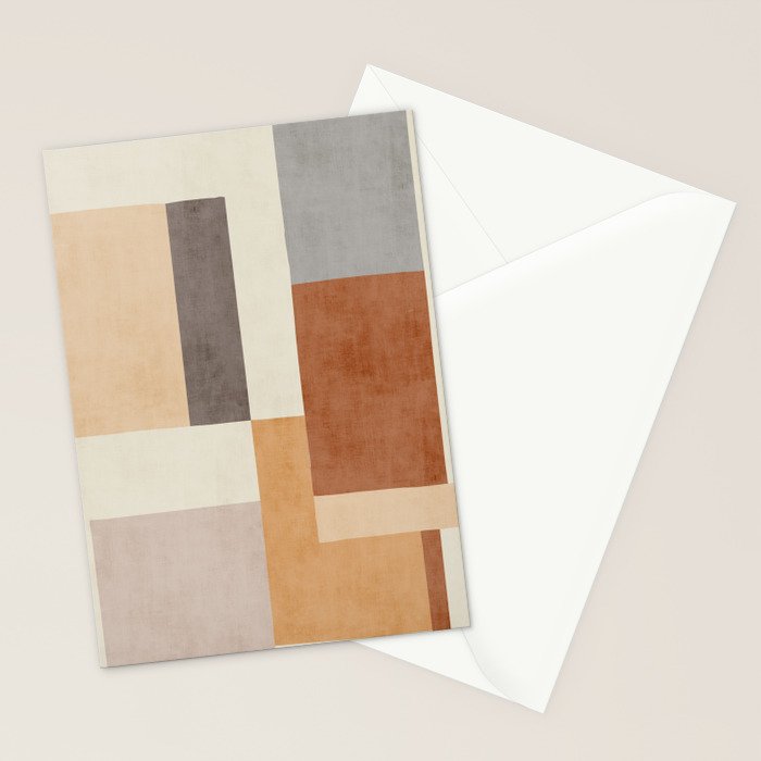 Geometric Minimalist Brown Beige Terra Artwork Stationery Card Gallery Image 2