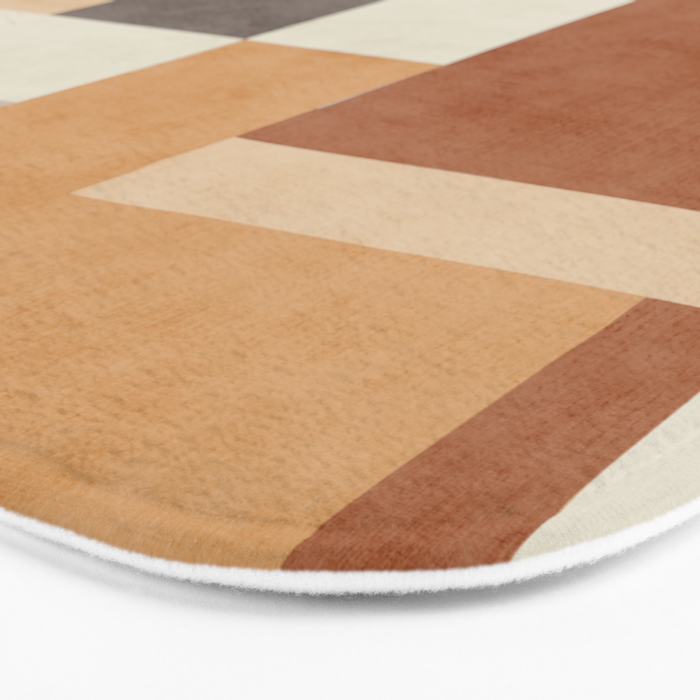 Geometric Minimalist Brown Beige Terra Artwork Bath Mat Gallery Image 3