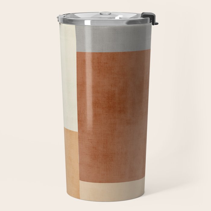 Geometric Minimalist Brown Beige Terra Artwork Travel Mug Gallery Image 2