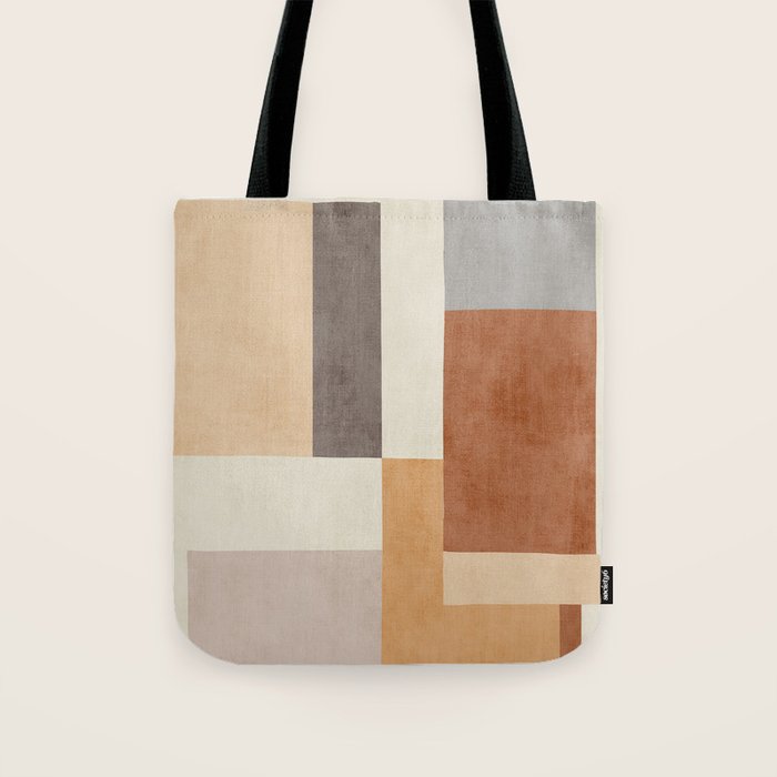 Geometric Minimalist Brown Beige Terra Artwork Tote Bag Gallery Image 1