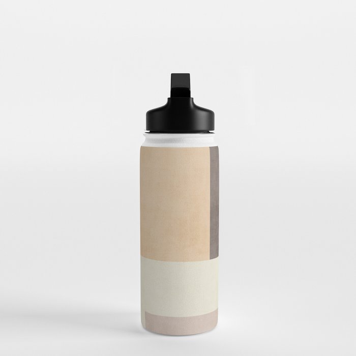Geometric Minimalist Brown Beige Terra Artwork Water Bottle Gallery Image 3