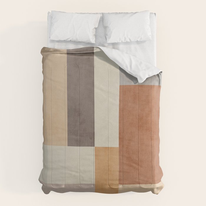 Geometric Minimalist Brown Beige Terra Artwork Comforter Gallery Image 6