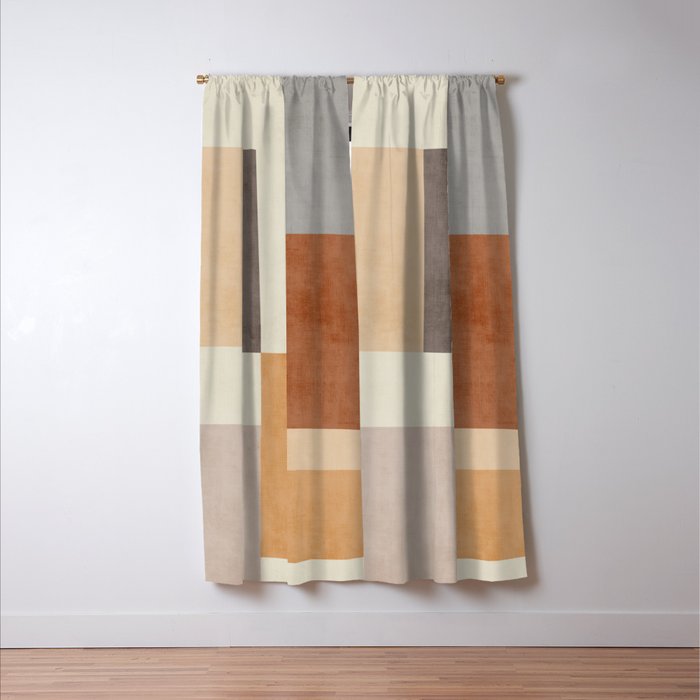 Geometric Minimalist Brown Beige Terra Artwork Window Curtain Gallery Image 3