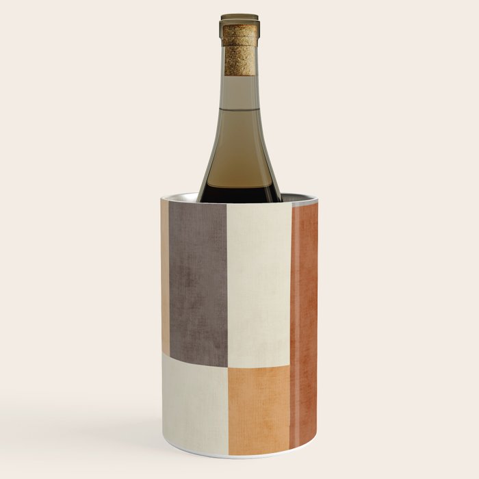 Geometric Minimalist Brown Beige Terra Artwork Wine Chiller Gallery Image 1