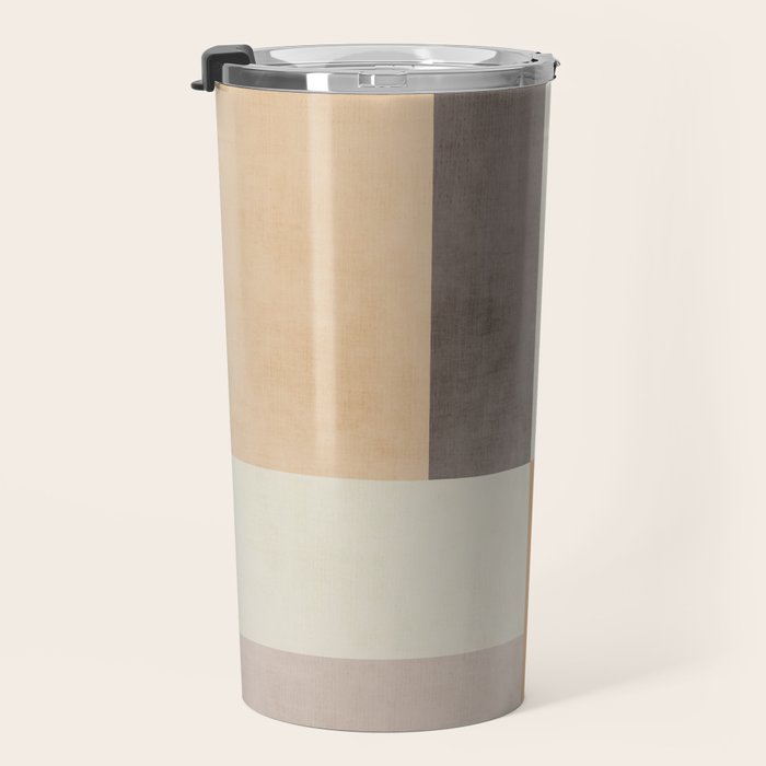 Geometric Minimalist Brown Beige Terra Artwork Travel Mug Gallery Image 3