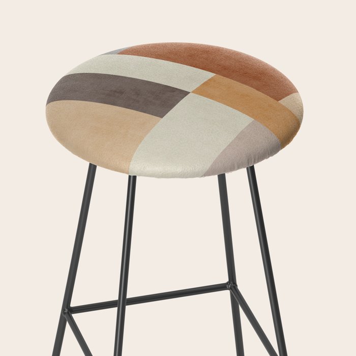 Geometric Minimalist Brown Beige Terra Artwork Stool Gallery Image 2