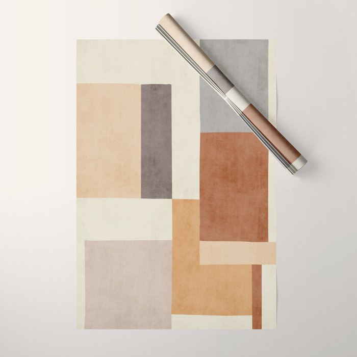 Geometric Minimalist Brown Beige Terra Artwork Wrapping Paper Gallery Image 1