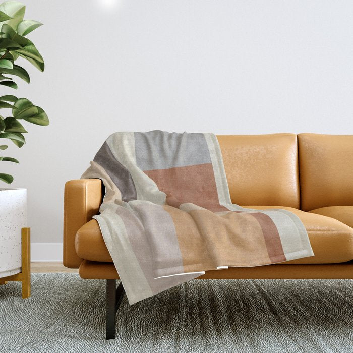 Geometric Minimalist Brown Beige Terra Artwork Throw Blanket Gallery Image 1