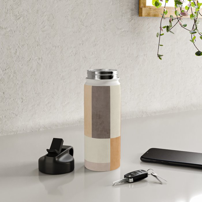 Geometric Minimalist Brown Beige Terra Artwork Water Bottle Gallery Image 4