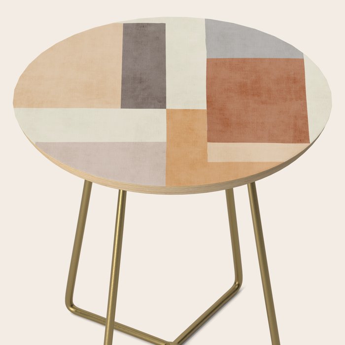 Geometric Minimalist Brown Beige Terra Artwork Side Table Gallery Image 2