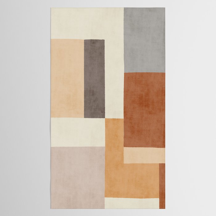 Geometric Minimalist Brown Beige Terra Artwork Tablecloth Gallery Image 2