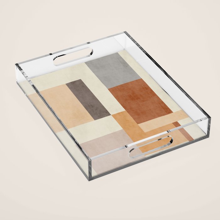 Geometric Minimalist Brown Beige Terra Artwork Acrylic Tray Gallery Image 1