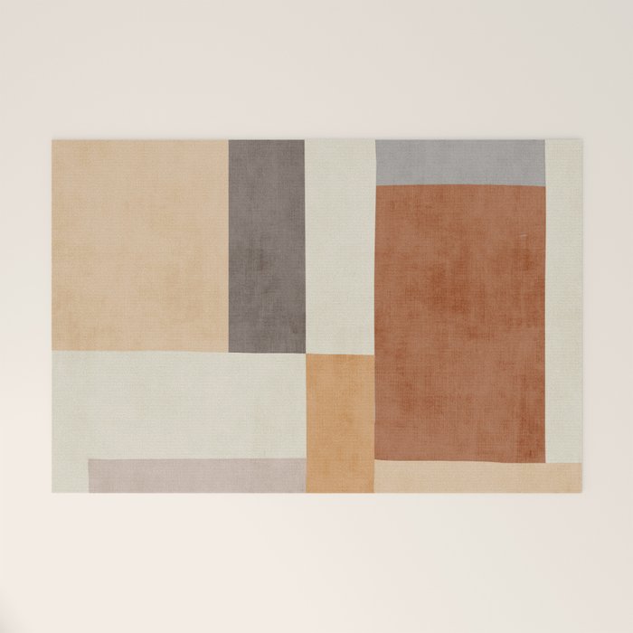 Geometric Minimalist Brown Beige Terra Artwork Welcome Mat Gallery Image 1