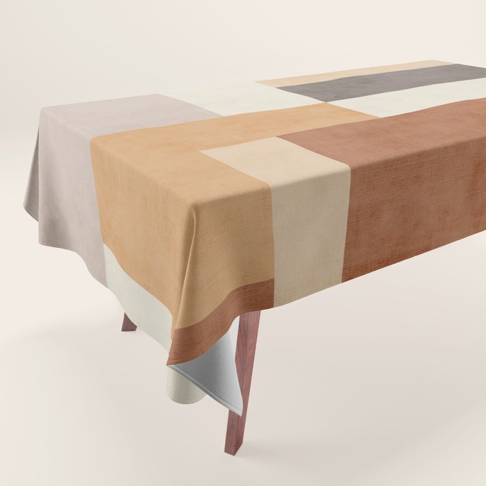 Geometric Minimalist Brown Beige Terra Artwork Tablecloth Gallery Image 1