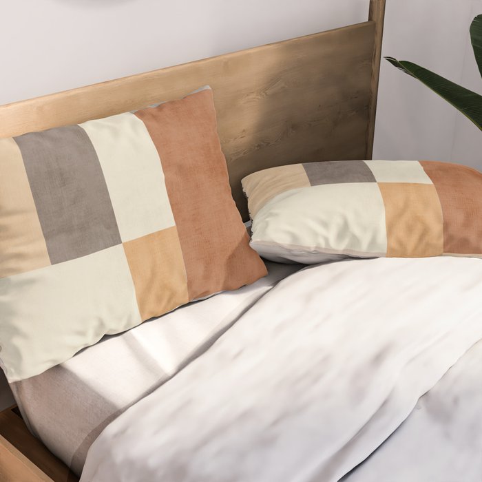 Geometric Minimalist Brown Beige Terra Artwork Pillow Sham Gallery Image 2