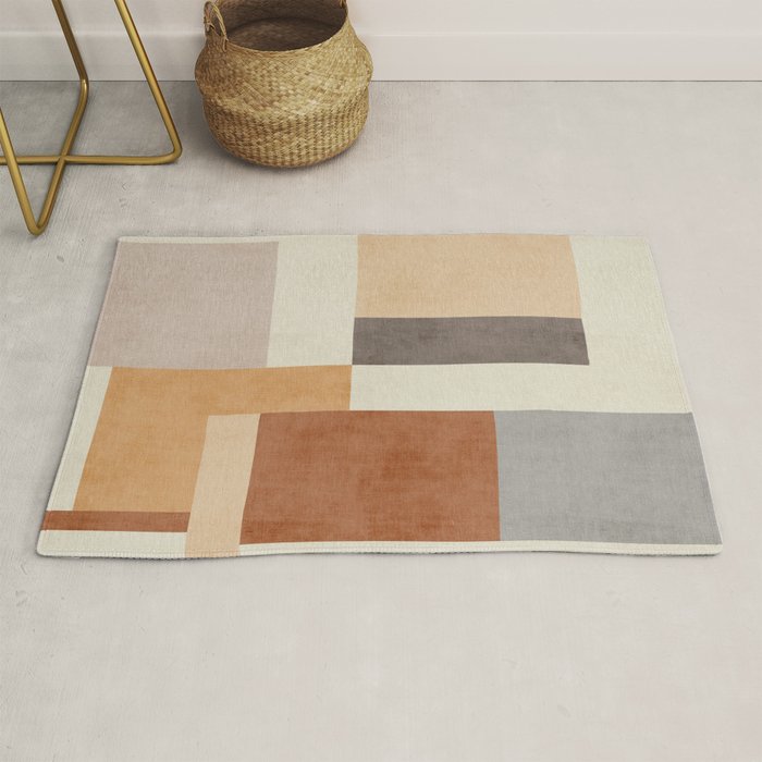 Geometric Minimalist Brown Beige Terra Artwork Rug Gallery Image 1