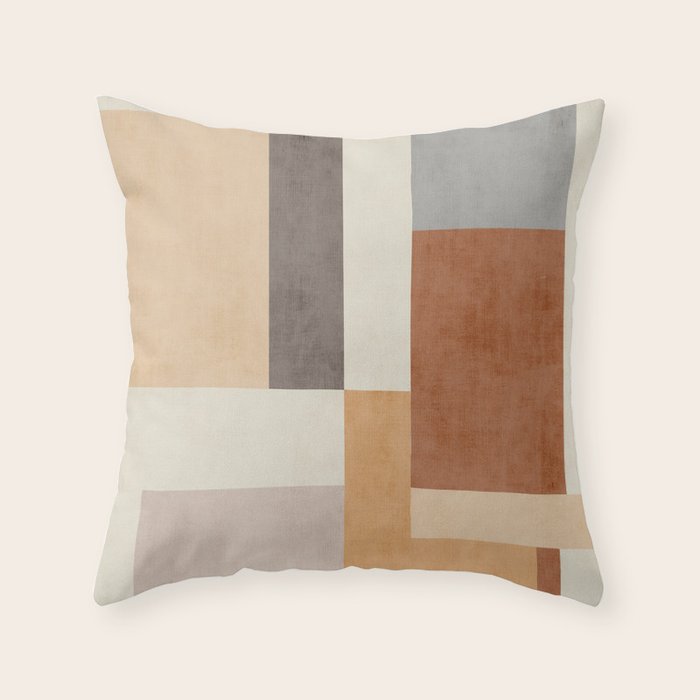 Geometric Minimalist Brown Beige Terra Artwork Throw Pillow Gallery Image 1