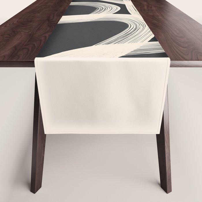 Black and White  Abstract Line Art  2 Table Runner Gallery Image 1