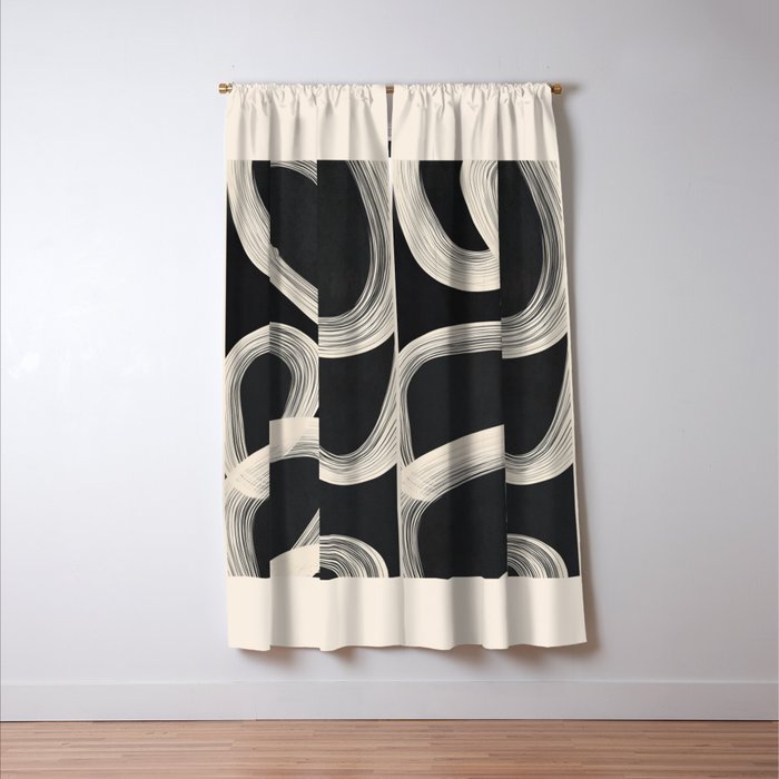 Black and White  Abstract Line Art  2 Window Curtain Gallery Image 3