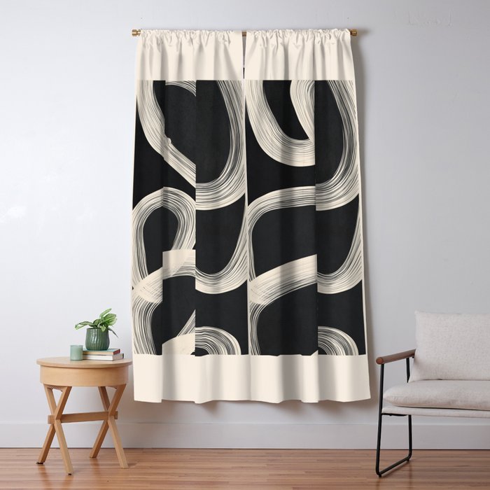 Black and White  Abstract Line Art  2 Window Curtain Gallery Image 5