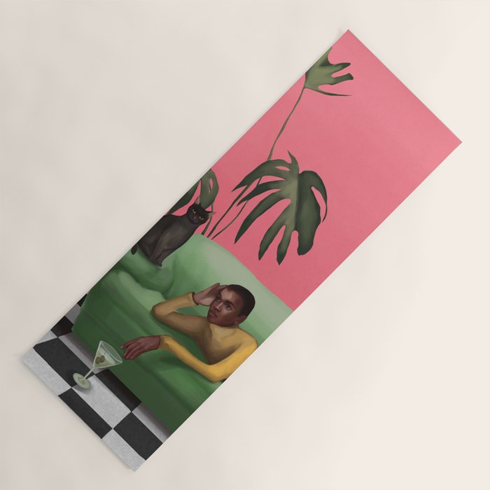 Martini and Monstera Yoga Mat Gallery Image 1