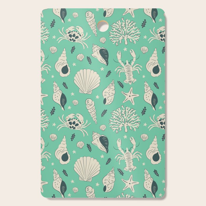 Ocean Crustaceans And Nautical Seashells Cutting Board Gallery Image 1