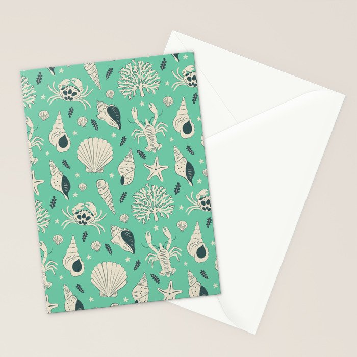 Ocean Crustaceans And Nautical Seashells Stationery Card Gallery Image 2