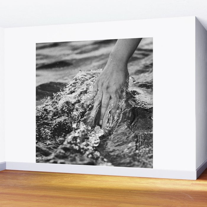 Running hand through the water, under the blue again black and white photograph / art photography Wall Mural Gallery Image 2