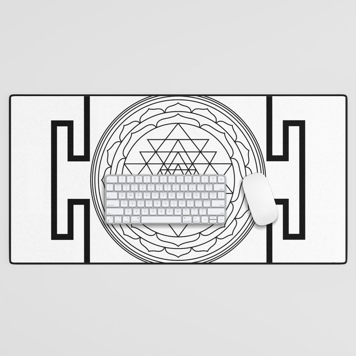 Shri Yantra in black and white Desk Mat Gallery Image 1