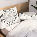 Shri Yantra in black and white Pillow Sham Gallery Image 2