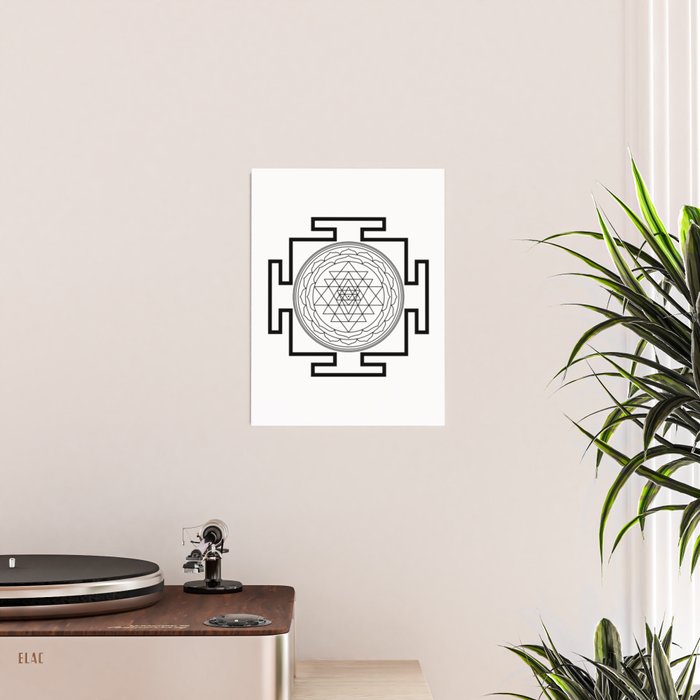 Shri Yantra in black and white Poster Gallery Image 2