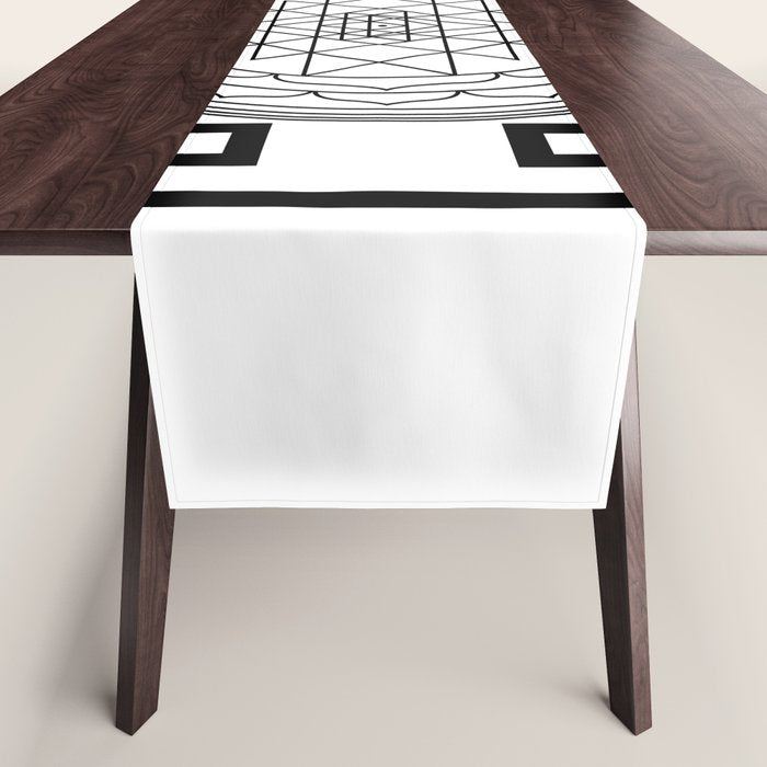 Shri Yantra in black and white Table Runner Gallery Image 1