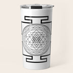 Shri Yantra in black and white Travel Mug Gallery Image 1