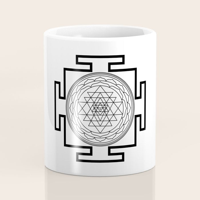 Shri Yantra in black and white Coffee Mug Gallery Image 4