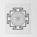 Shri Yantra in black and white Throw Blanket Gallery Image 2
