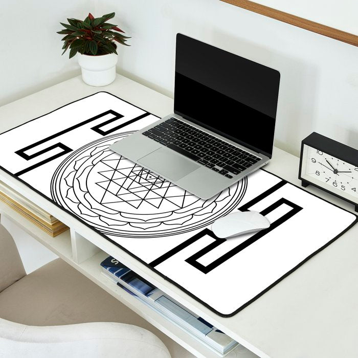 Shri Yantra in black and white Desk Mat Gallery Image 2