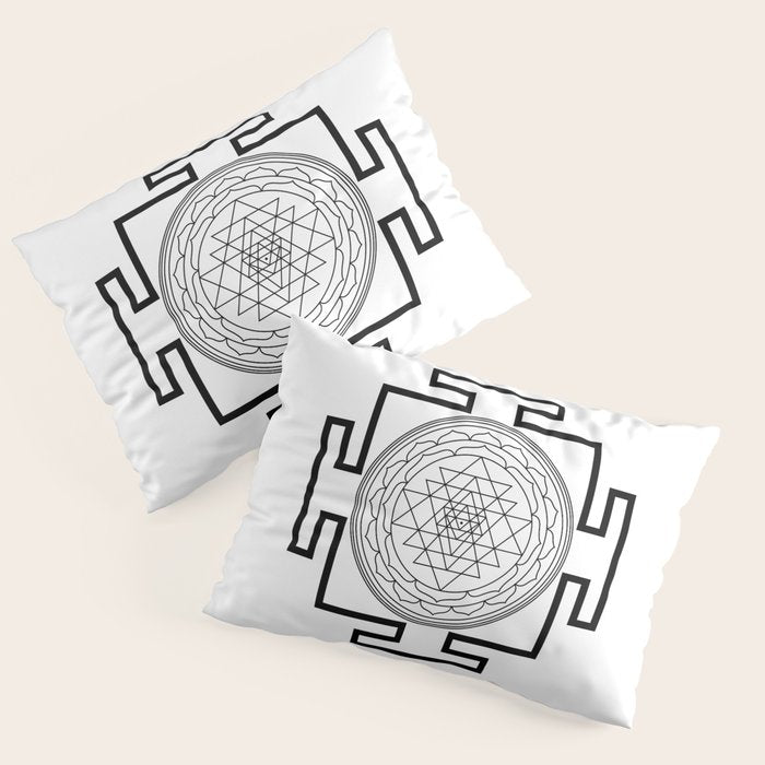 Shri Yantra in black and white Pillow Sham Gallery Image 3