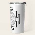 Shri Yantra in black and white Travel Mug Gallery Image 2
