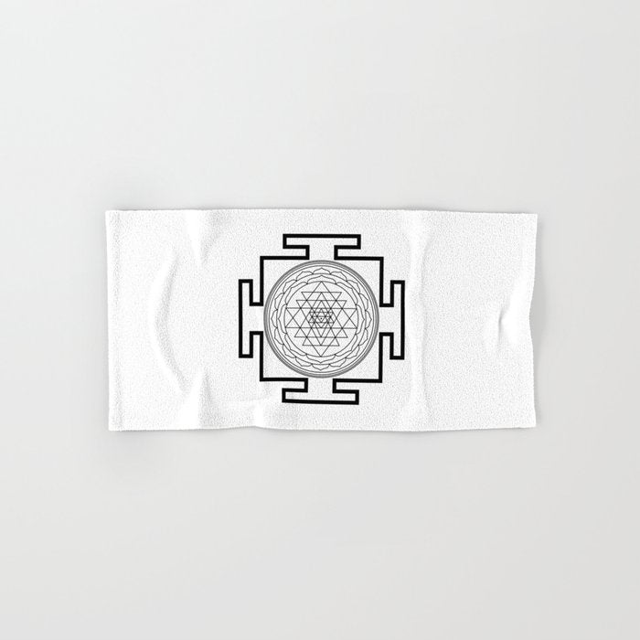 Shri Yantra in black and white Bath Towel Gallery Image 1