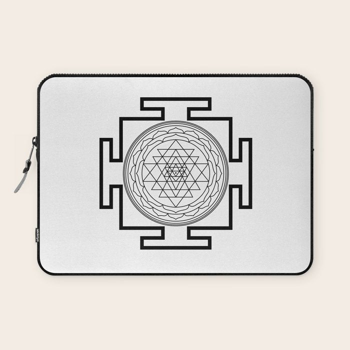 Shri Yantra in black and white Laptop Sleeve Gallery Image 1