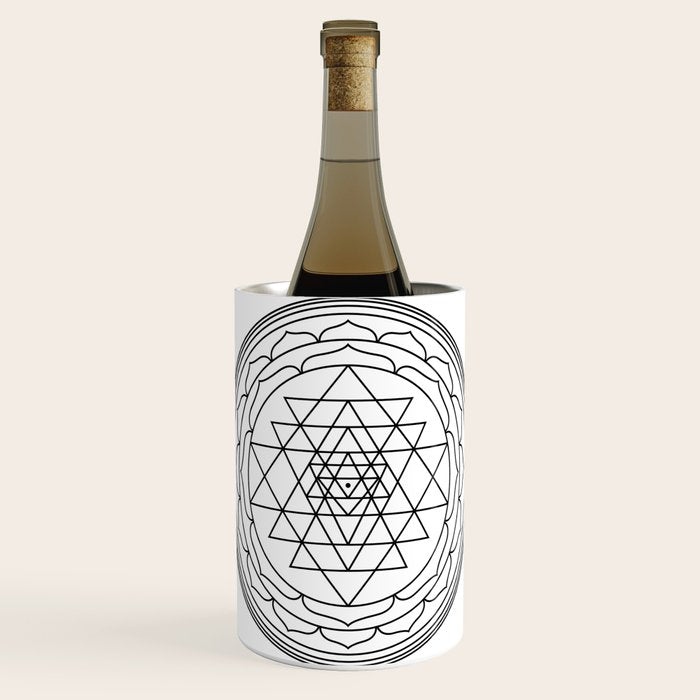 Shri Yantra in black and white Wine Chiller Gallery Image 1