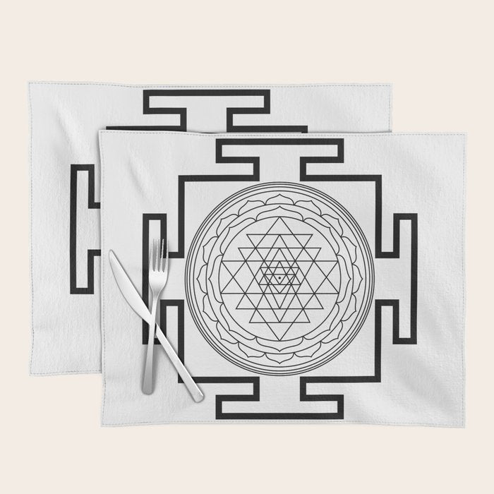Shri Yantra in black and white Placemat Gallery Image 1