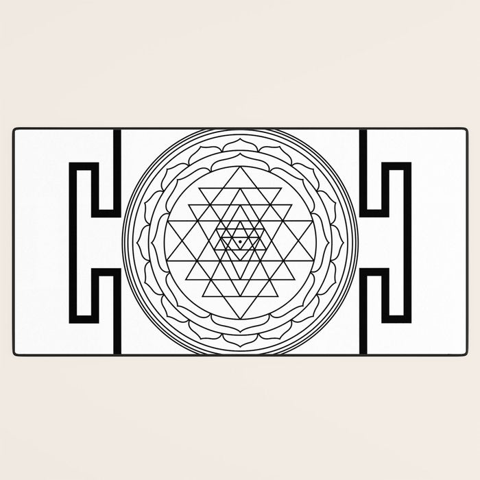 Shri Yantra in black and white Desk Mat Gallery Image 3