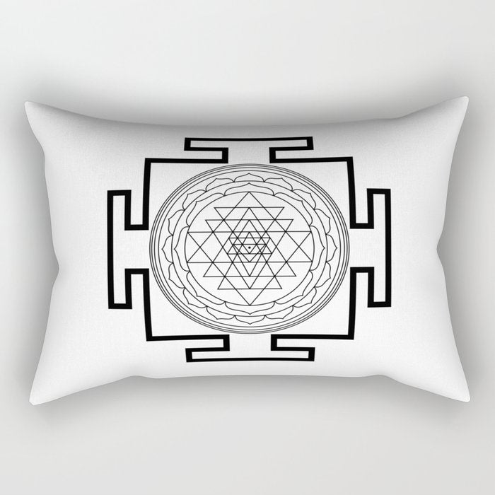 Shri Yantra in black and white Rectangular Pillow Gallery Image 2