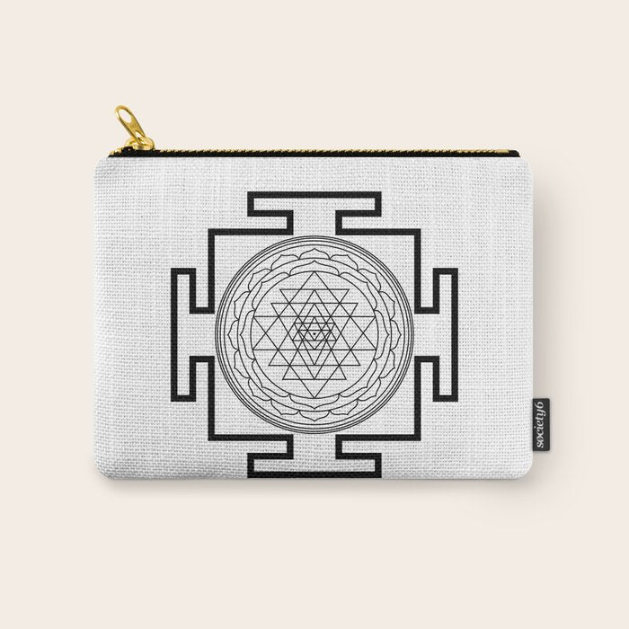 Shri Yantra in black and white Carry All Pouch Gallery Image 1