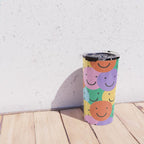Colorful happy smiling face pattern Travel Mug Gallery Image 4